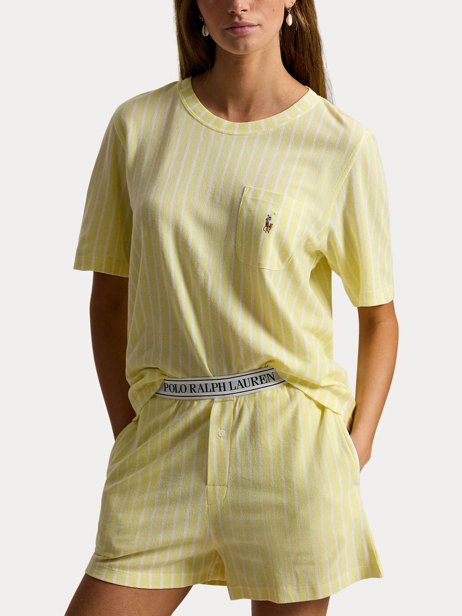 Gestreiftes Loungewear-Set aus Baumwollstrick