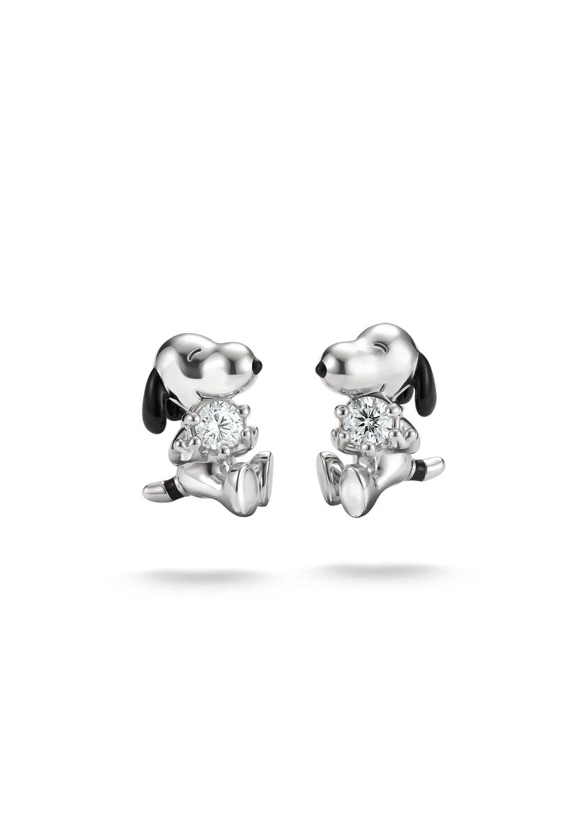 Snoopy-Ohrstecker mit Zirkonia-Akzent