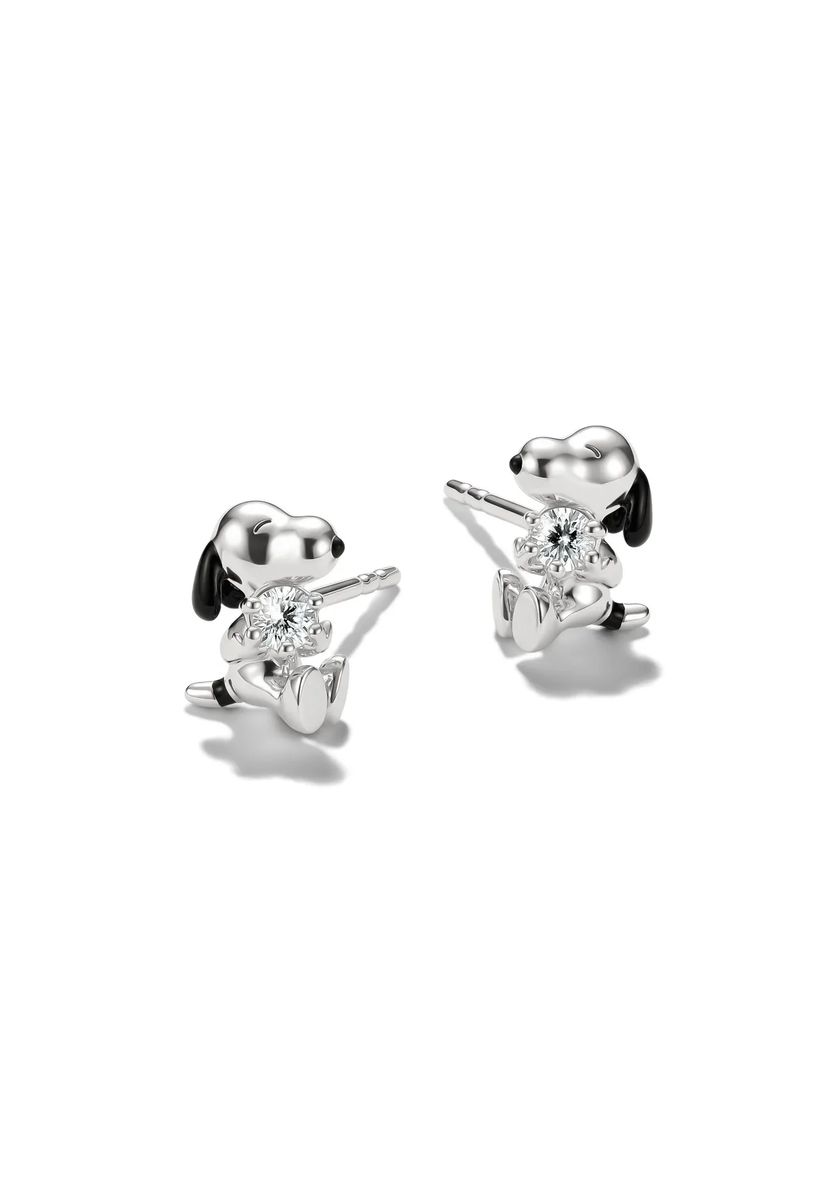 Snoopy-Ohrstecker mit Zirkonia-Akzent