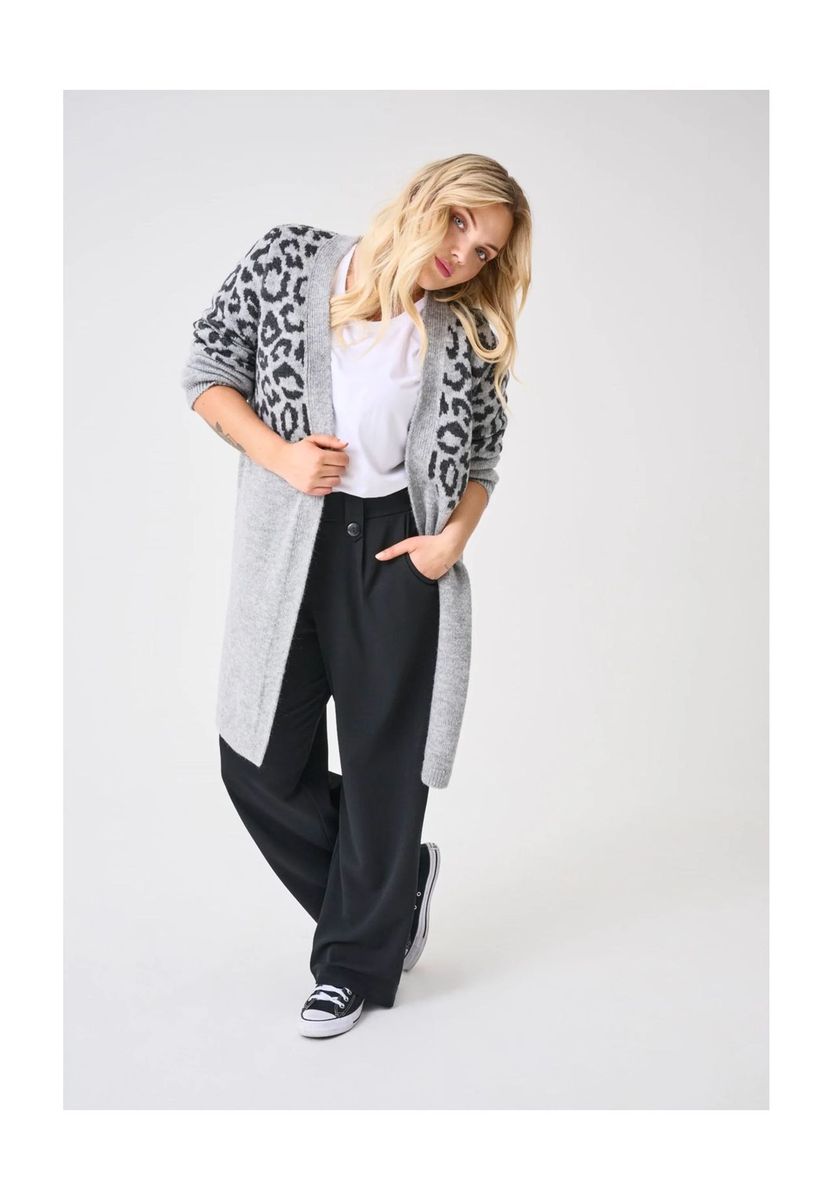 Longstrickjacke mit Leopardenmuster