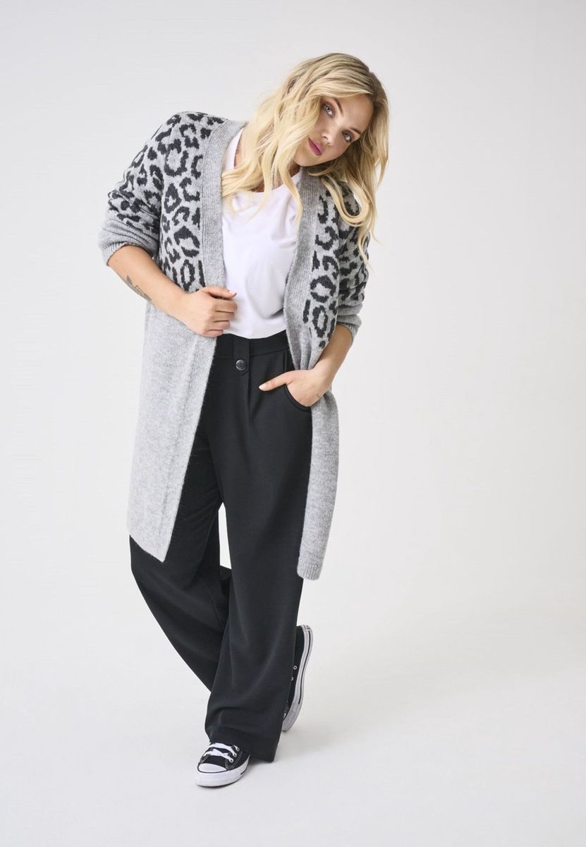 Longstrickjacke mit Leopardenmuster