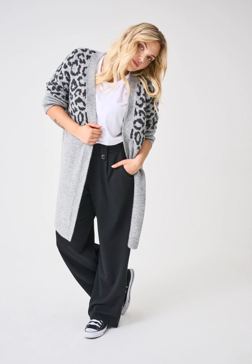 Longstrickjacke mit Leopardenmuster