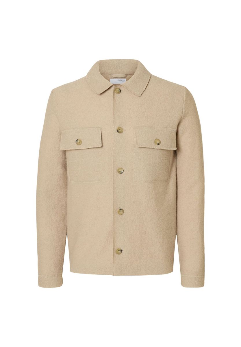 Beige Wollmischung Workwear Jacke