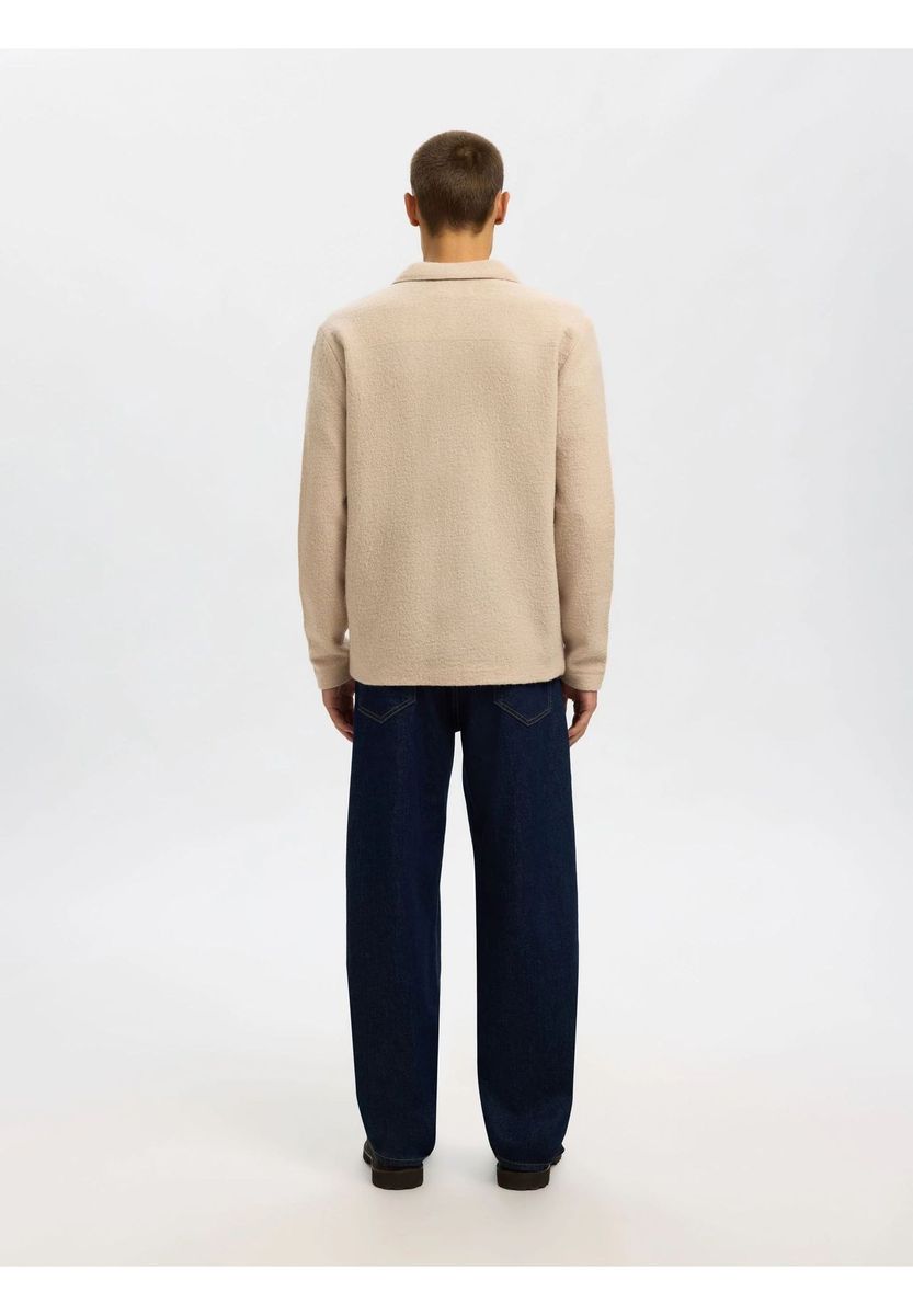 Beige Wollmischung Workwear Jacke