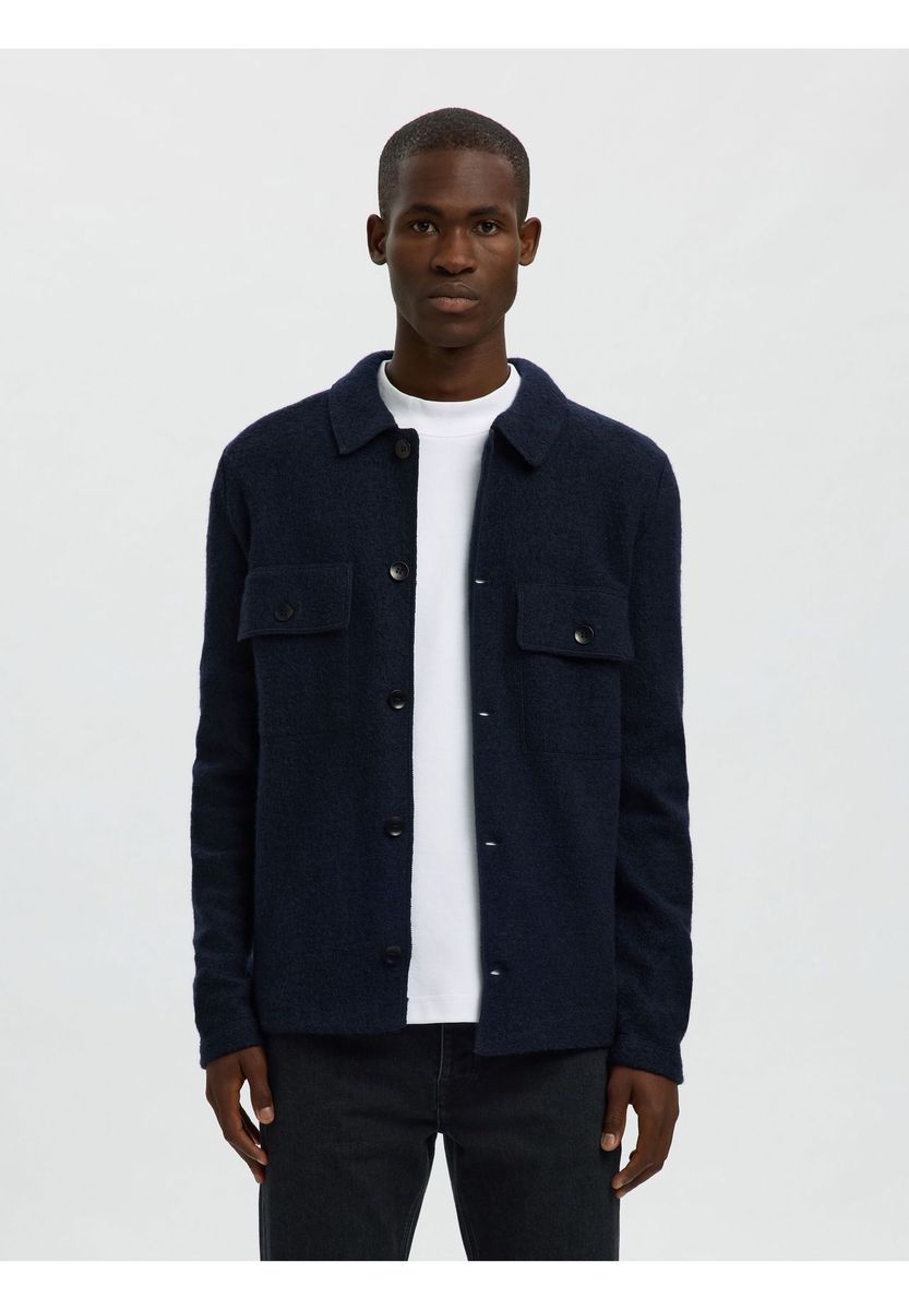 Klassische Hemdjacke aus Wollmischung