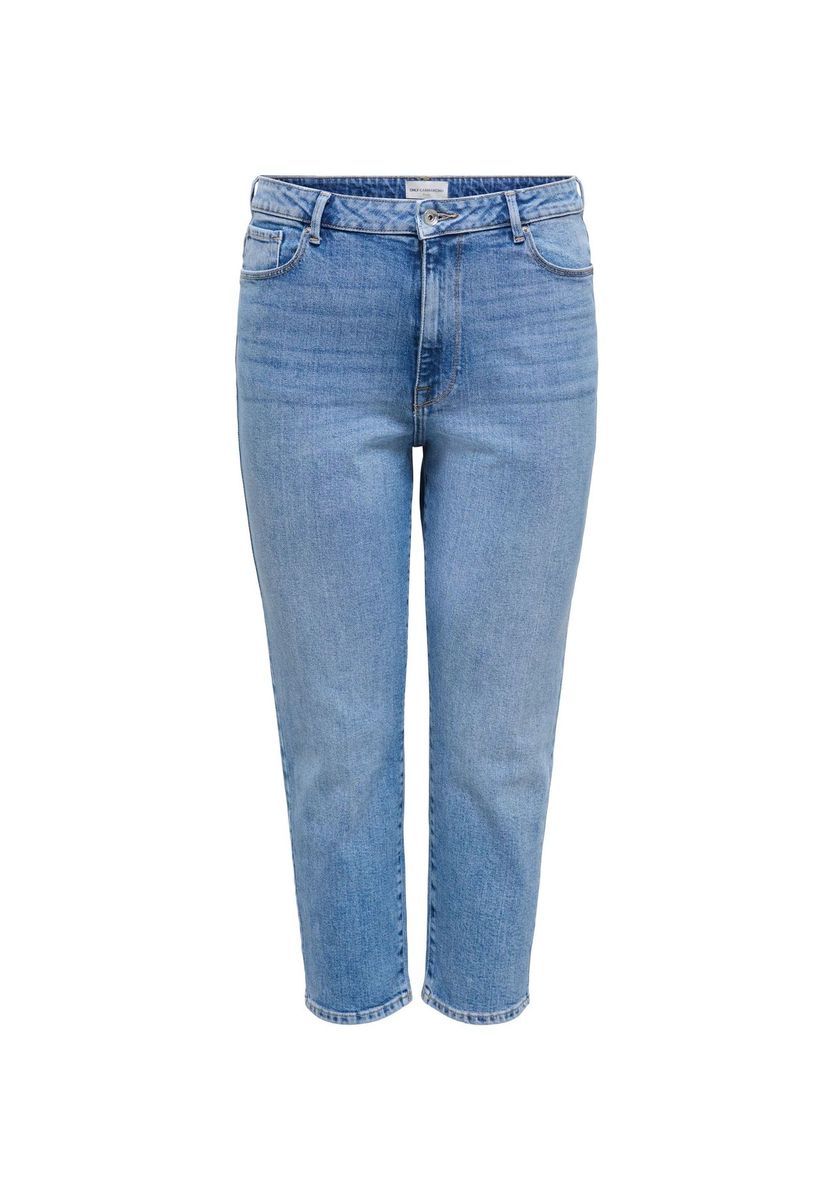 Hochtaillierte, gerade geschnittene Cropped Jeans