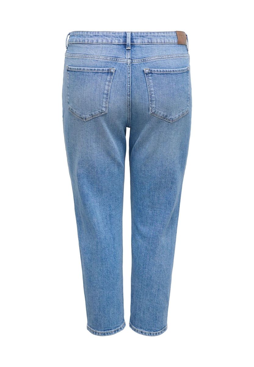 Hochtaillierte, gerade geschnittene Cropped Jeans