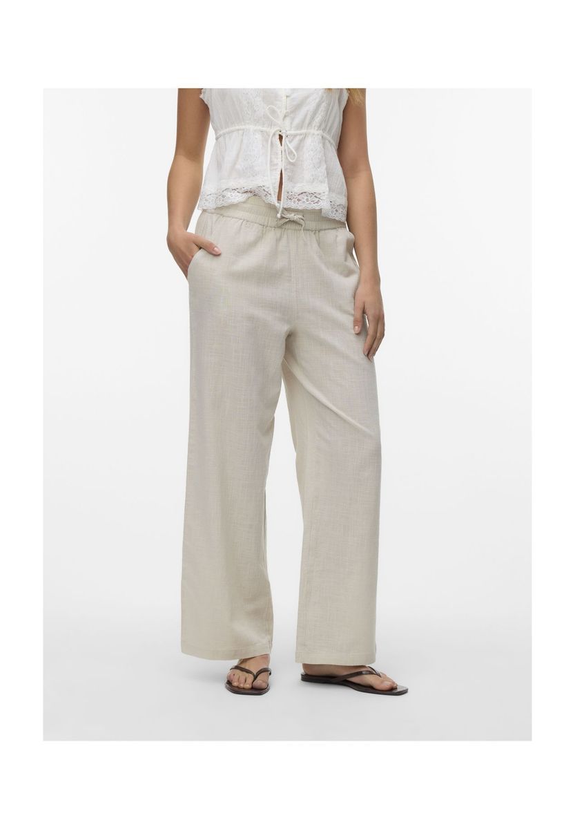 Damen Stoffhose mit weitem Bein aus Leinenmischung