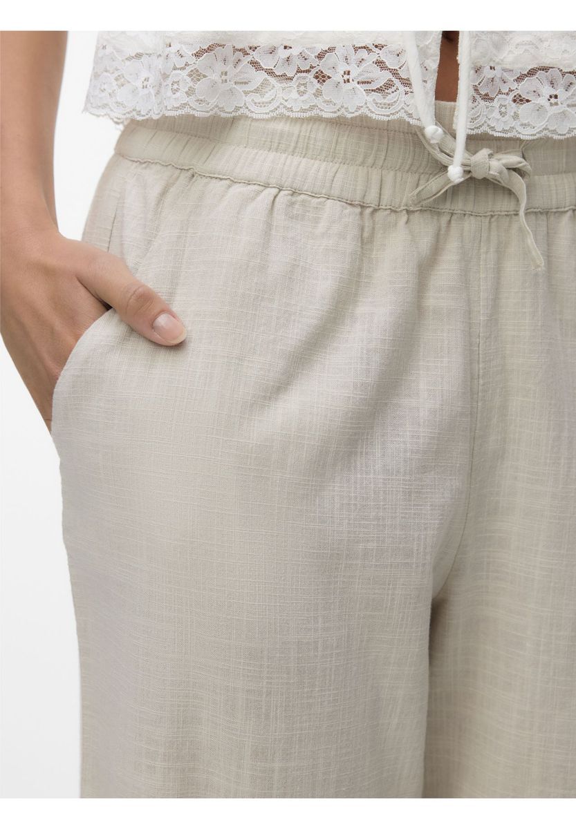 Damen Stoffhose mit weitem Bein aus Leinenmischung