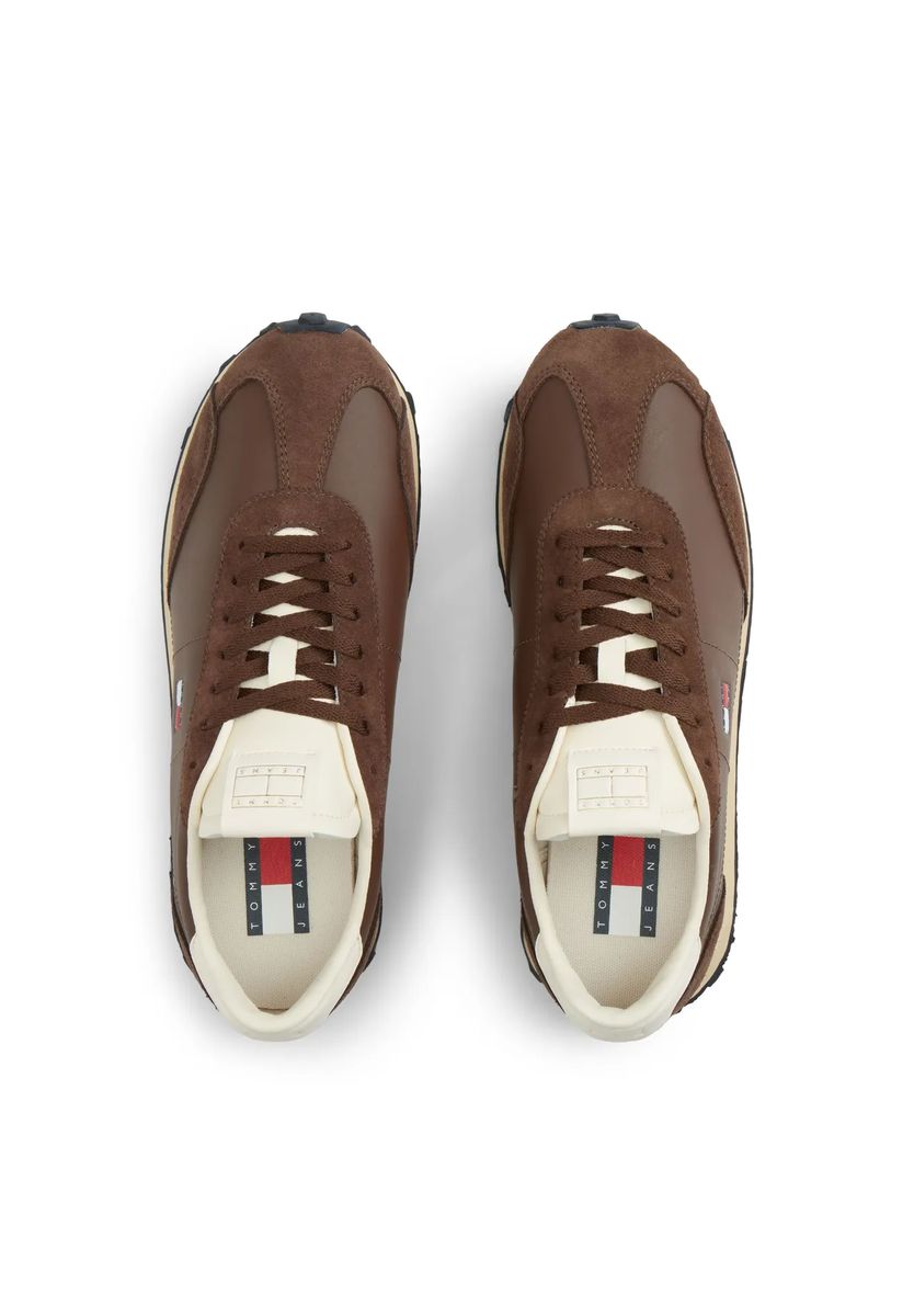Leder-Retro-Runner mit Wildlederbesatz