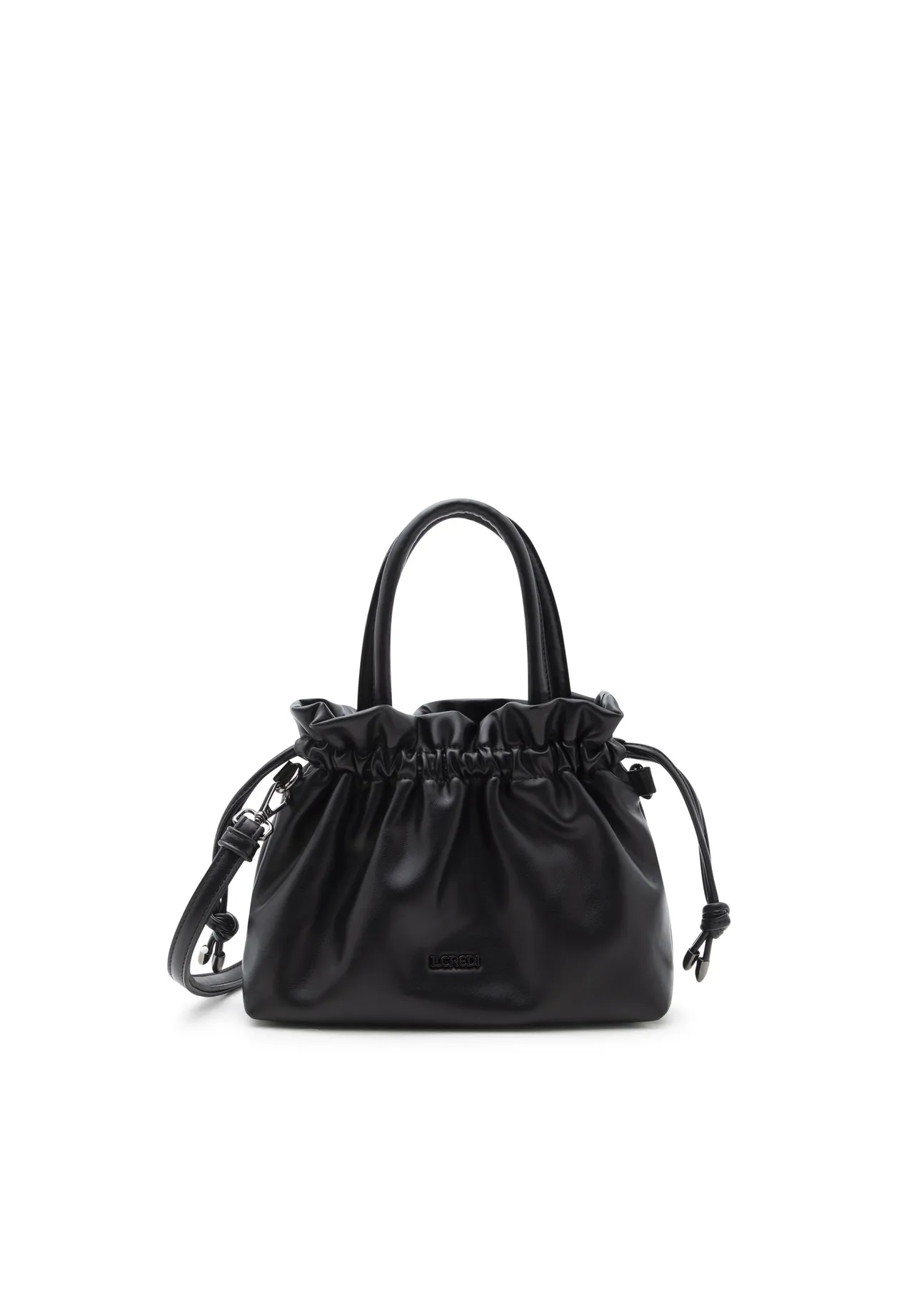 Geraffte Beutel-Handtasche mit Kordelzug