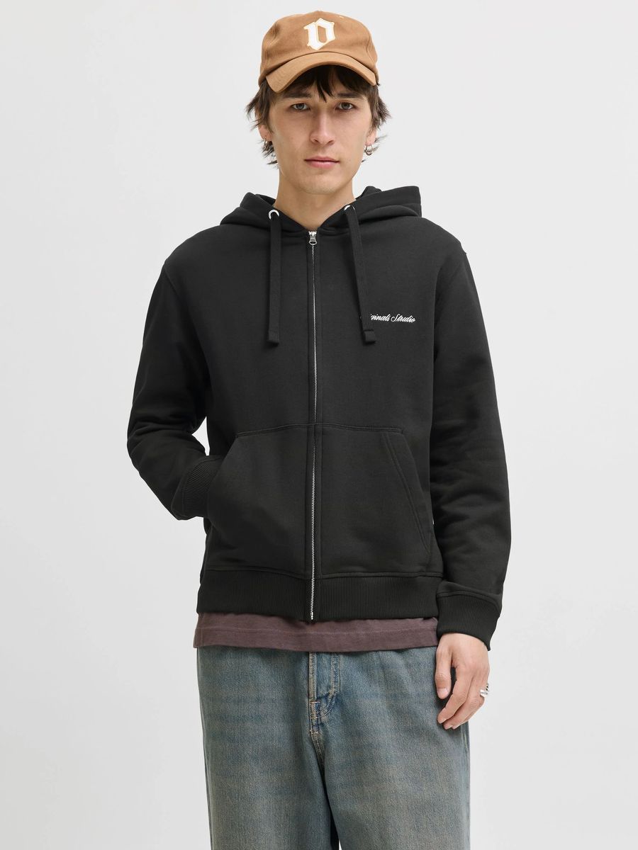 Klassischer Zip-Hoodie mit Schriftzug