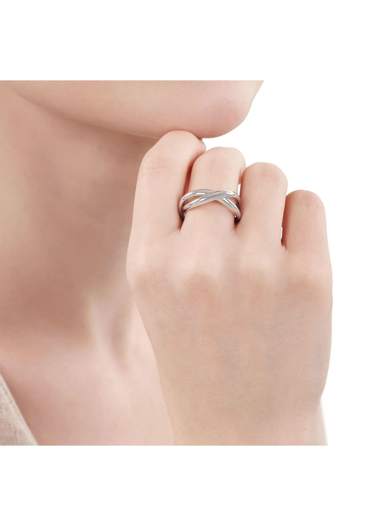 Überkreuzter Bandring aus Sterlingsilber