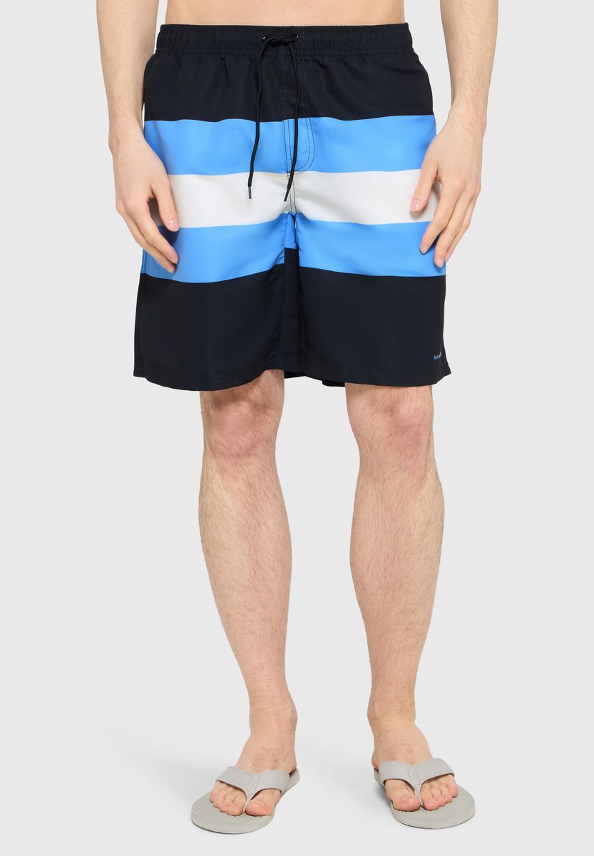 Gestreifte Badeshorts mit Kordelzug