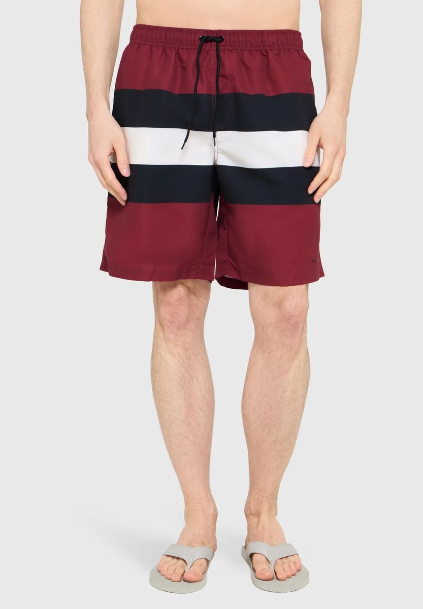 Gestreifte Badeshorts im Farbblock-Design
