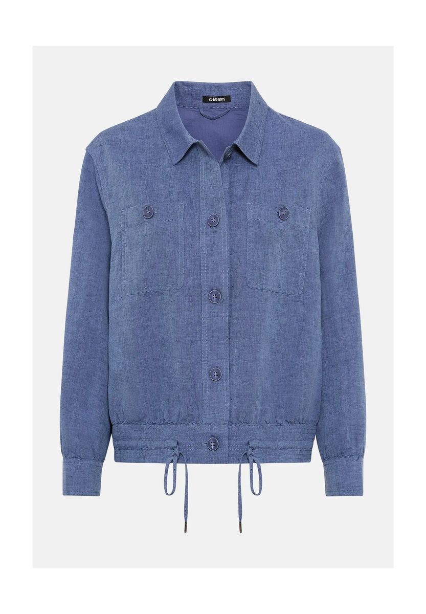Leinenmix-Utility-Jacke mit Kordelzug