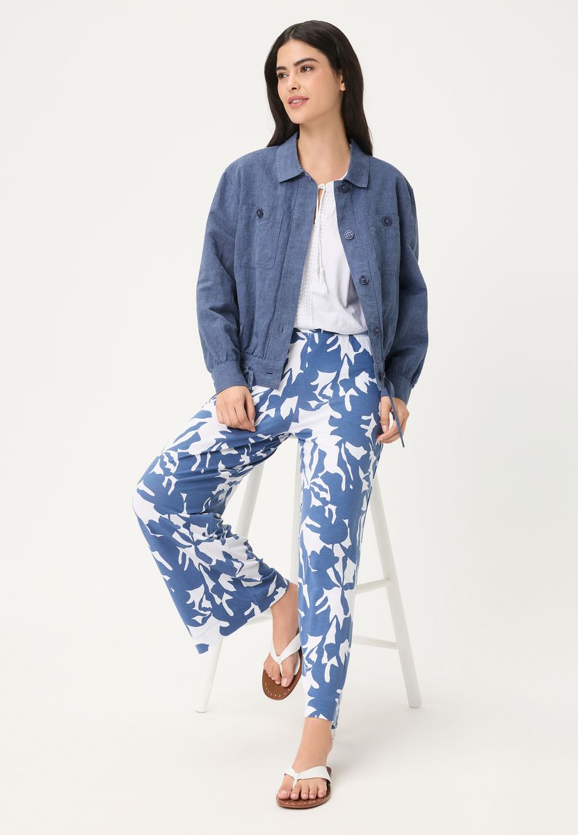 Leinenmix-Utility-Jacke mit Kordelzug