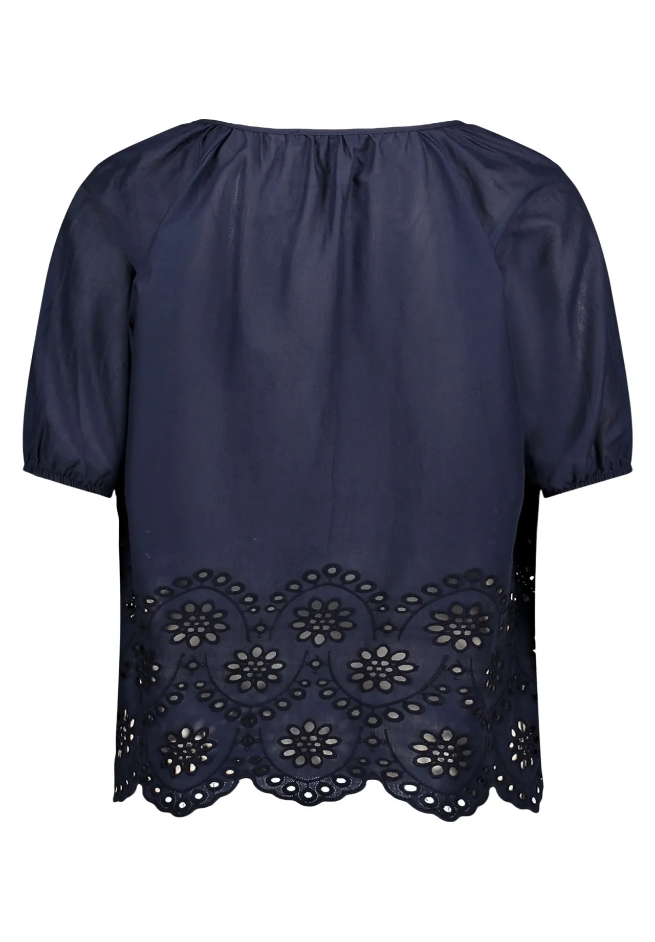 Baumwollbluse mit Lochstickerei am Saum