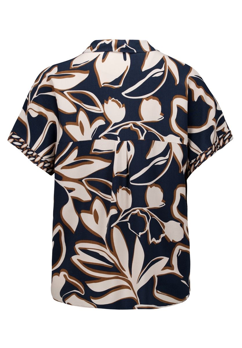 Kurzarmbluse mit künstlerischem Blumenprint