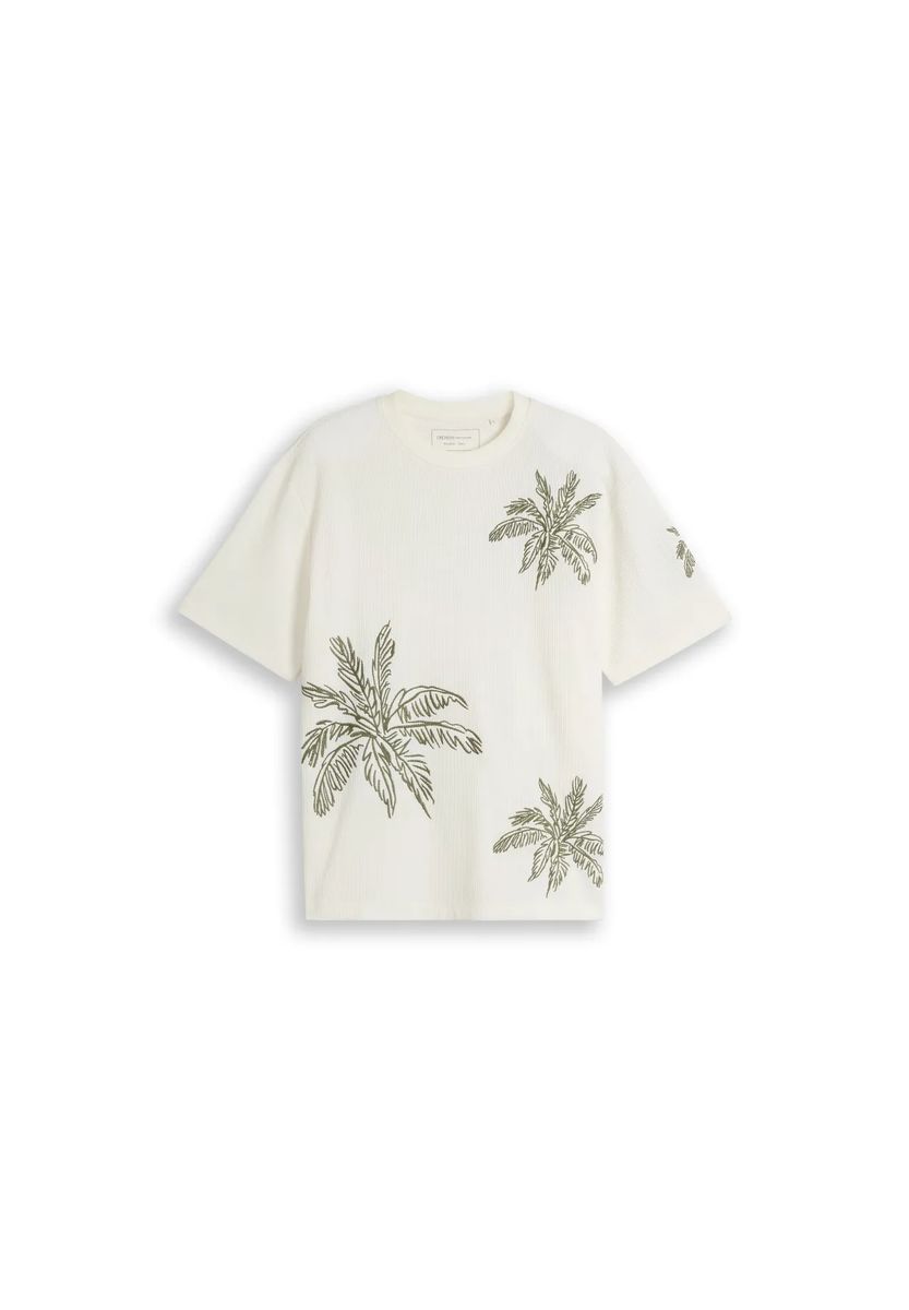 Lässiges T-Shirt mit Waffelstruktur