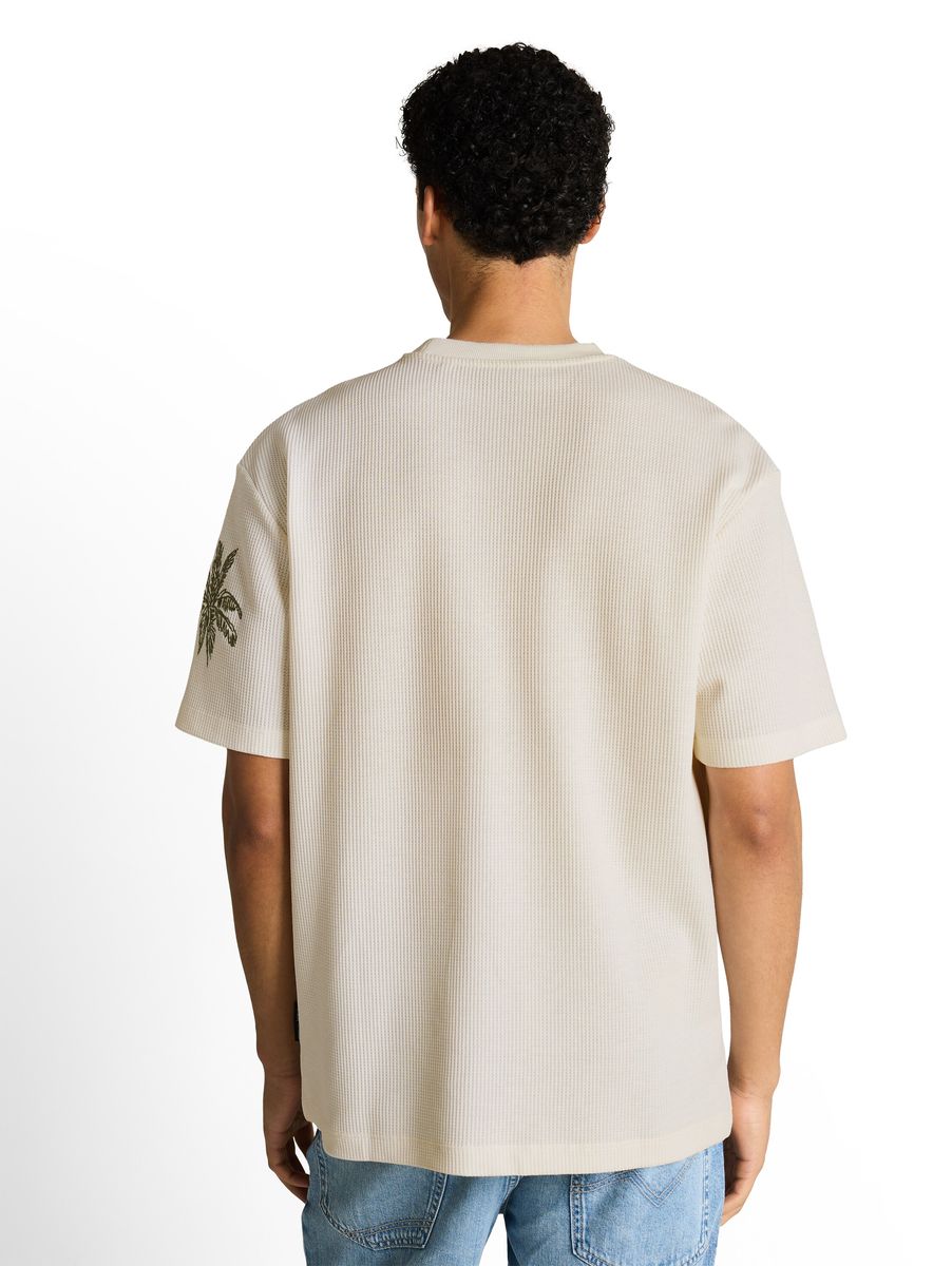 Lässiges T-Shirt mit Waffelstruktur