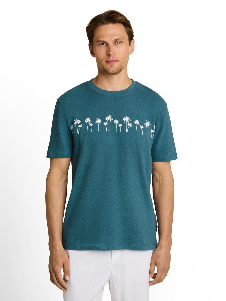 Baumwoll-T-Shirt mit Palmen-Silhouette