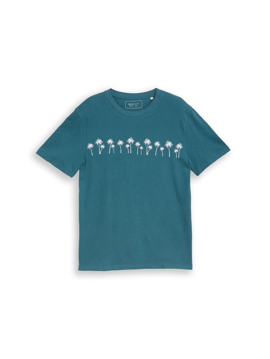 Baumwoll-T-Shirt mit Palmen-Silhouette