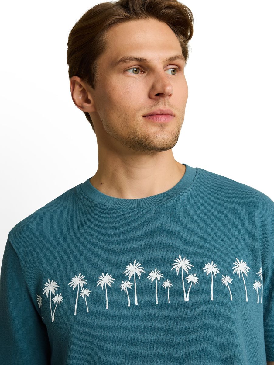 Baumwoll-T-Shirt mit Palmen-Silhouette