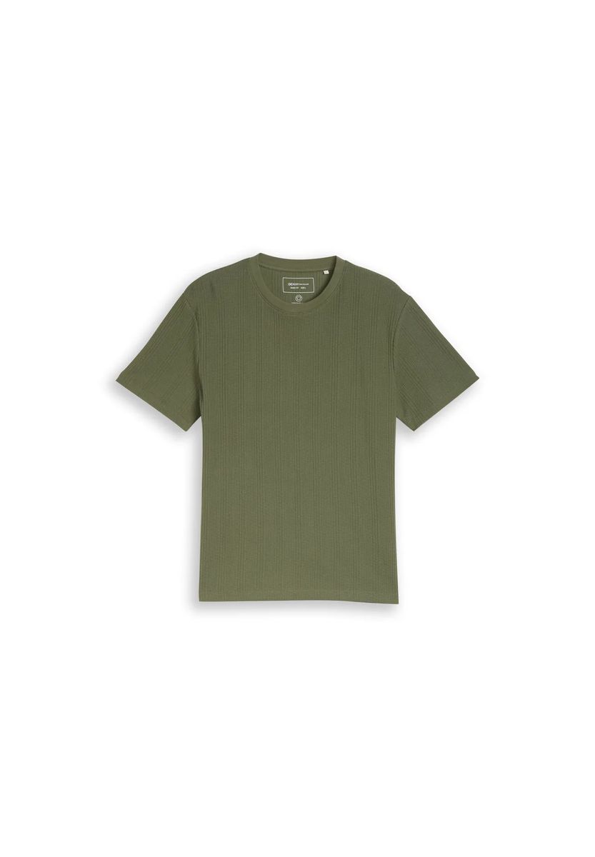 Geripptes T-Shirt mit Rundhalsausschnitt