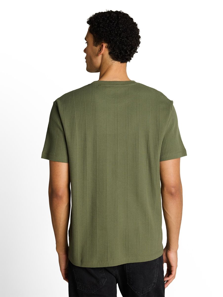 Geripptes T-Shirt mit Rundhalsausschnitt