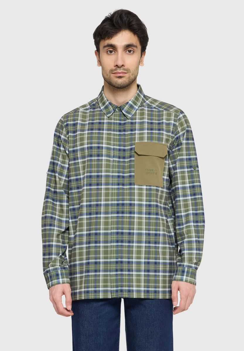 Kariertes Utility-Hemd mit Kontrasttasche