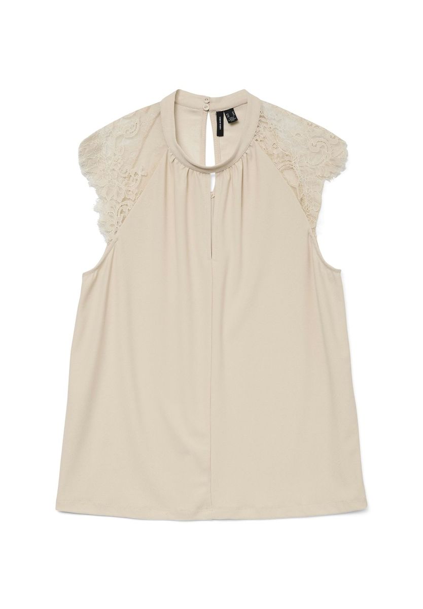 Elegante ärmellose Bluse mit Schulterspitze