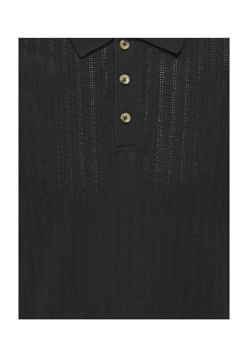 Polohemd aus strukturiertem Baumwollmischgestrick