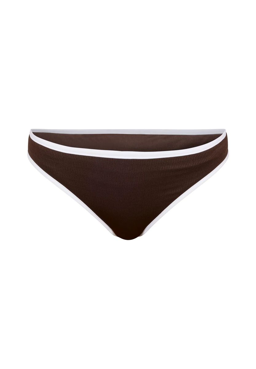 Gerippte Bikini-Hose mit Kontrastpaspel