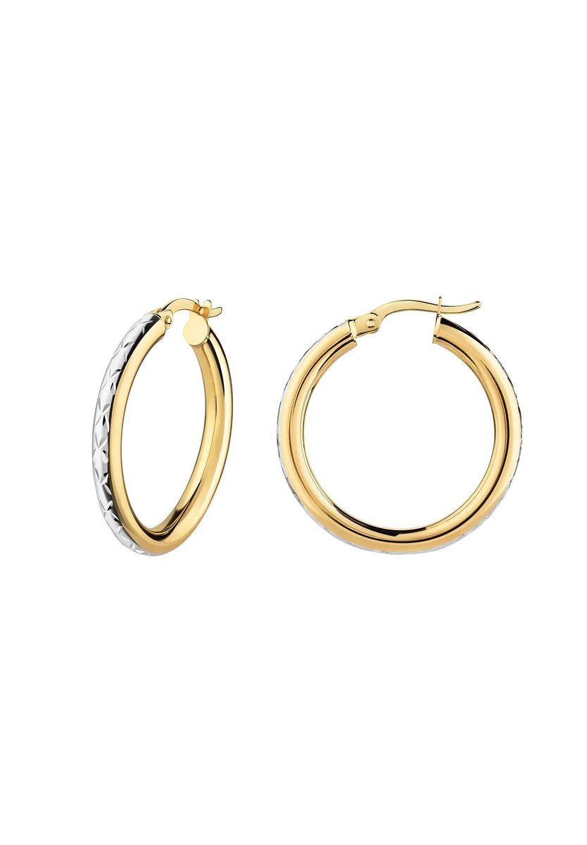 Bicolor Creolen mit Diamantschliff