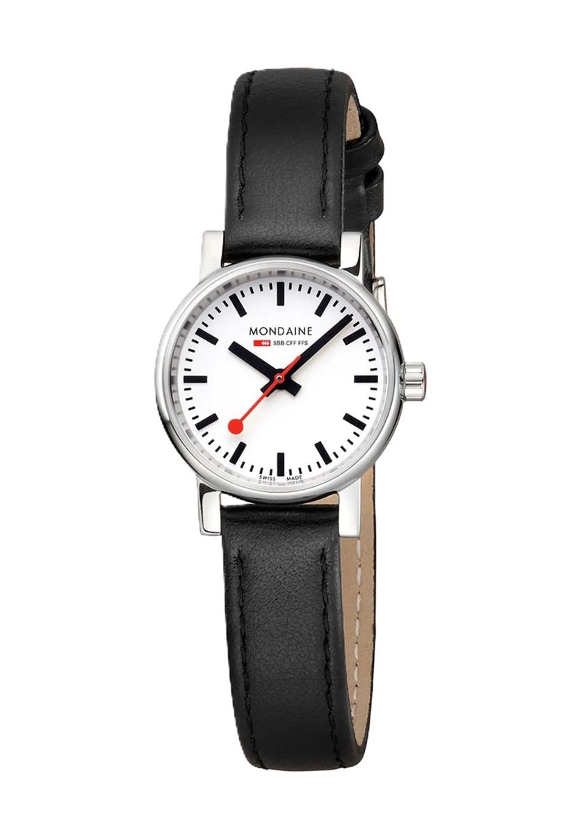 Minimalistische Armbanduhr im Bahnhofsdesign