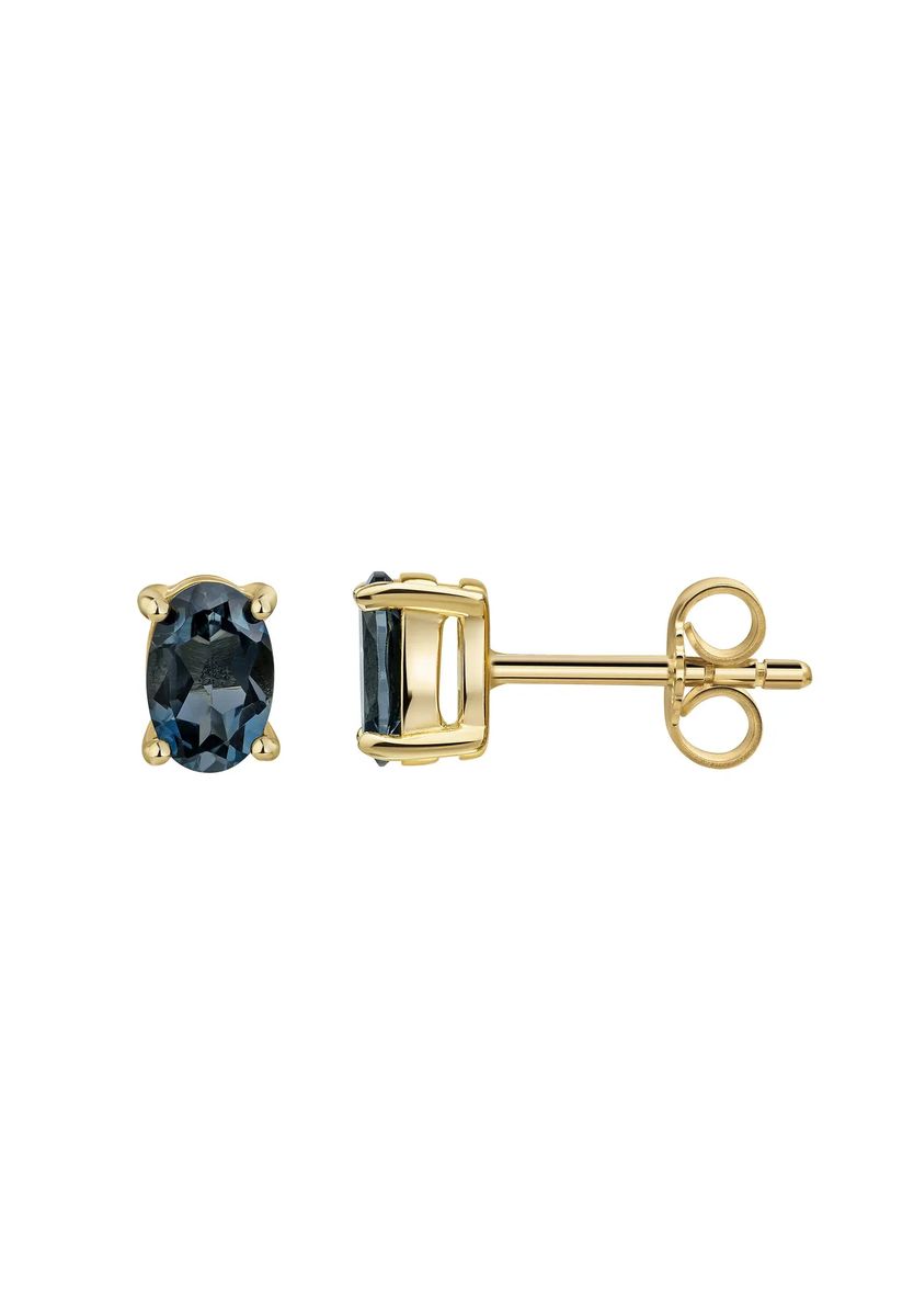 Ohrstecker mit ovalem Blautopas