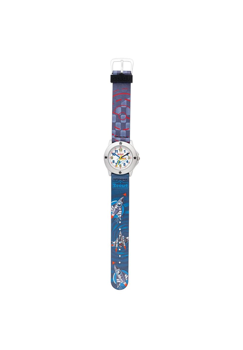 Analoge Armbanduhr mit Weltraum-Motiven