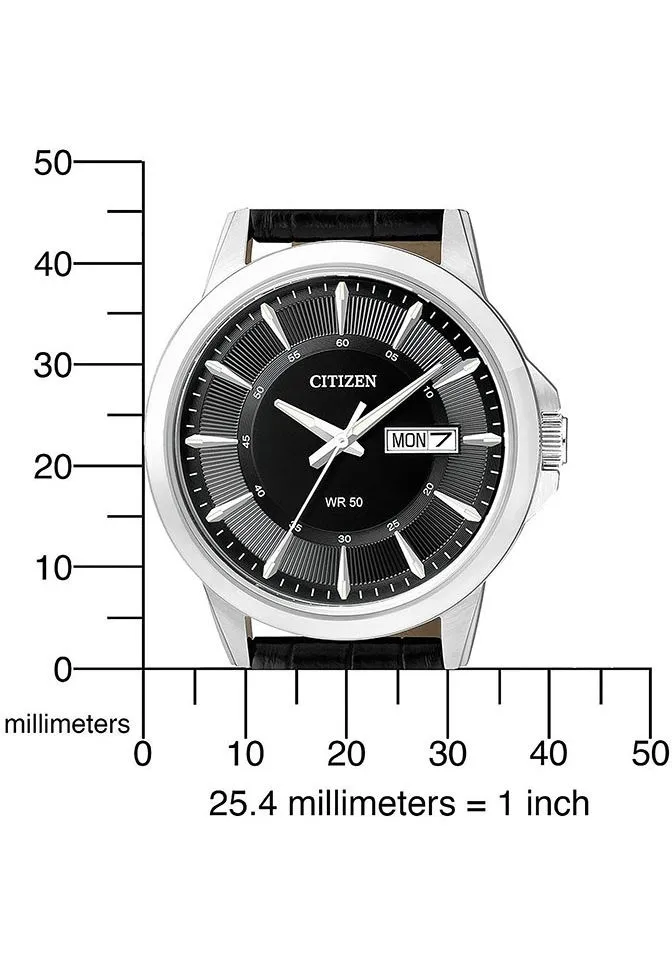 Klassische Edelstahl-Armbanduhr mit Wochentagsanzeige