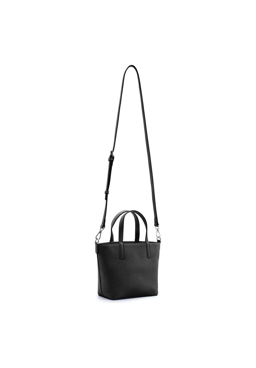Genarbte Mini-Shopper-Tasche aus Kunstleder