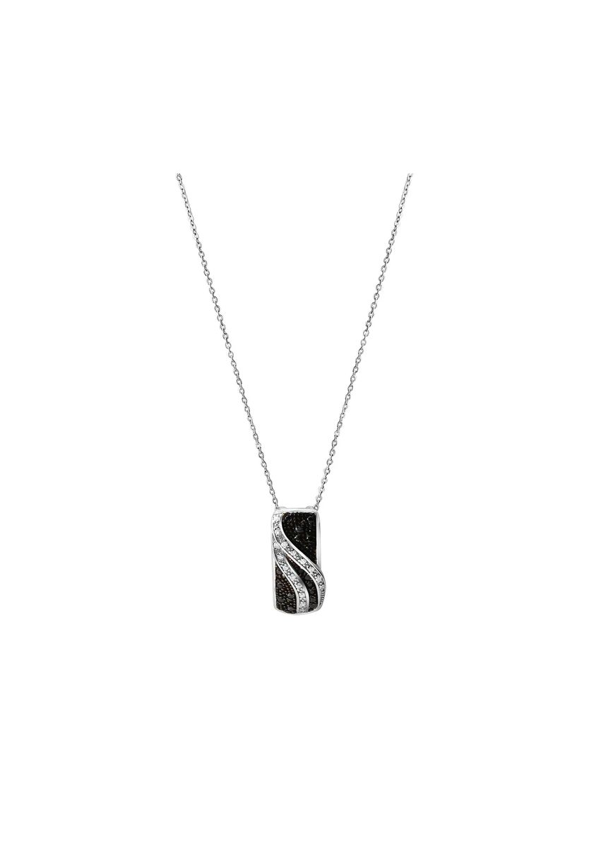 Halskette mit schwarz-weißem Zirkonia-Anhänger