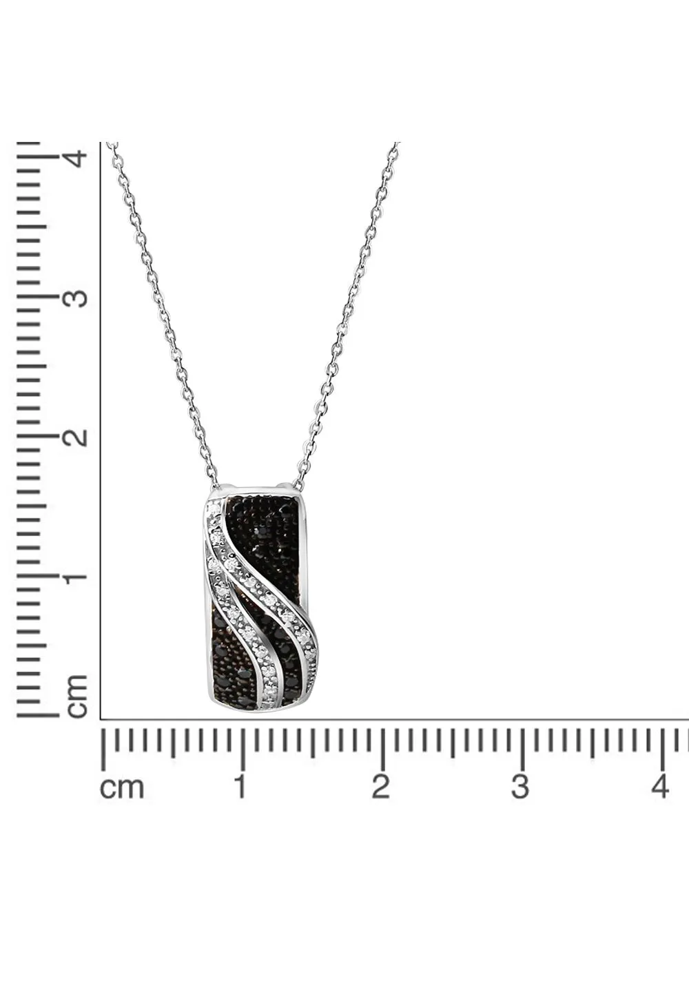 Halskette mit schwarz-weißem Zirkonia-Anhänger