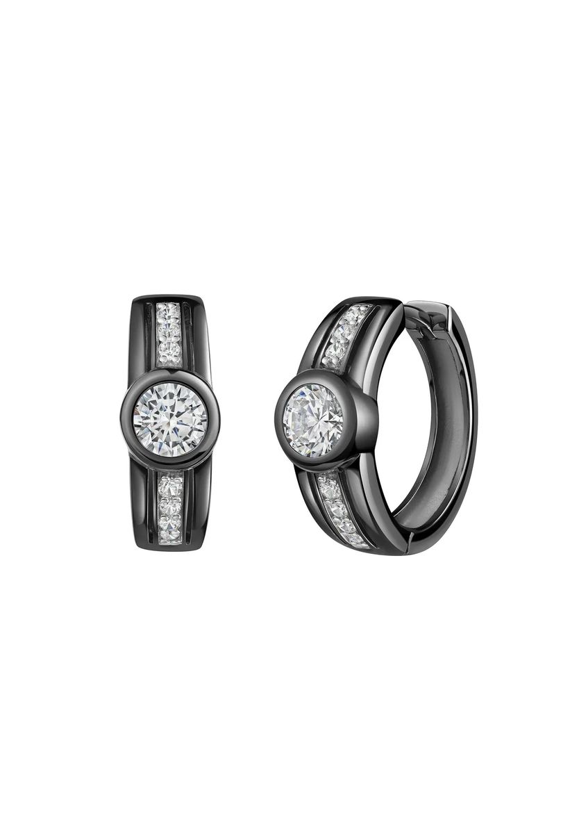 Elegante schwarze Silber-Creolen mit Zirkonia