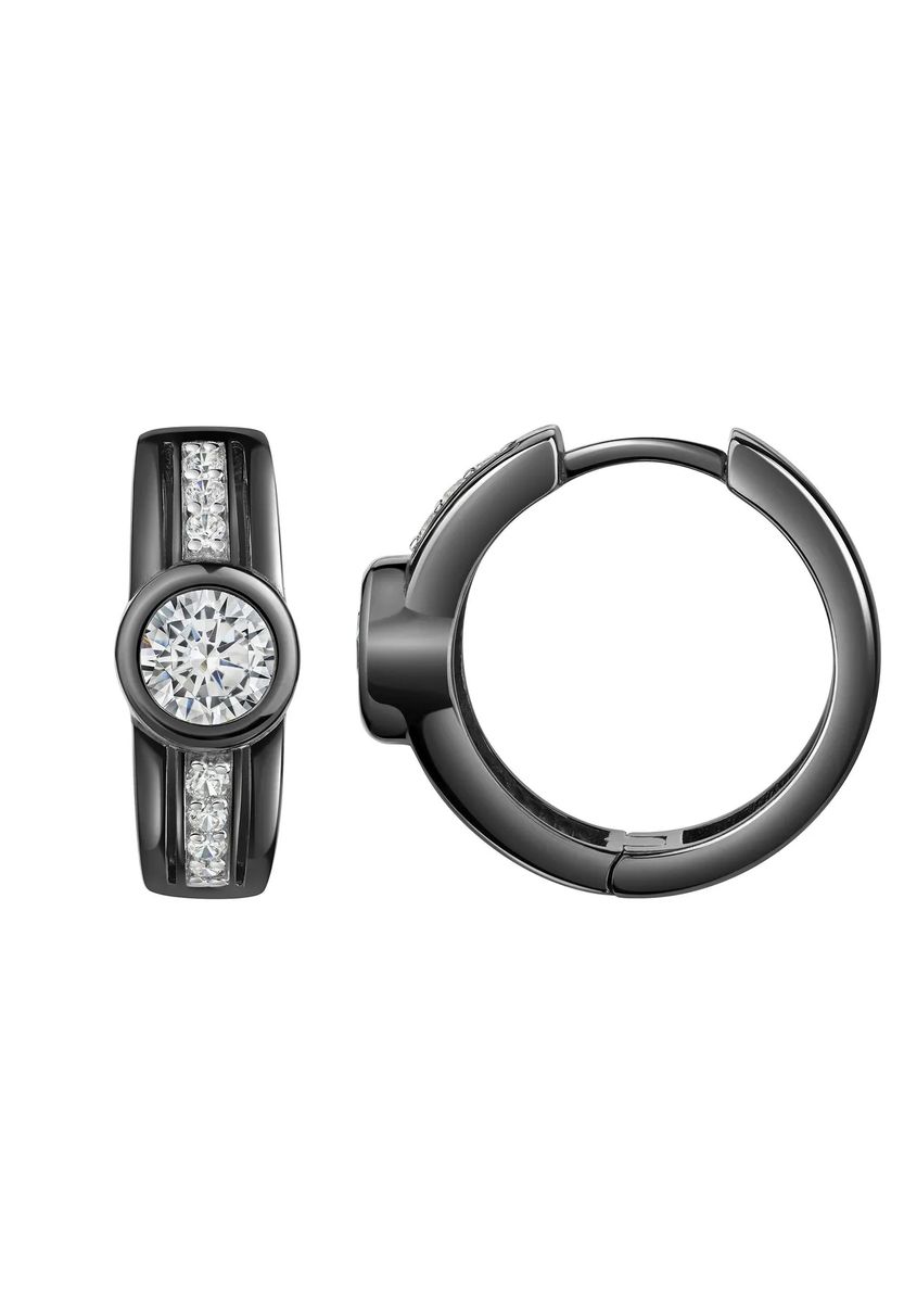 Elegante schwarze Silber-Creolen mit Zirkonia