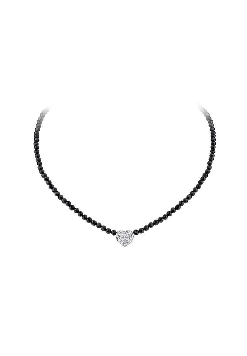 Collier mit Herzanhänger und Achatperlen