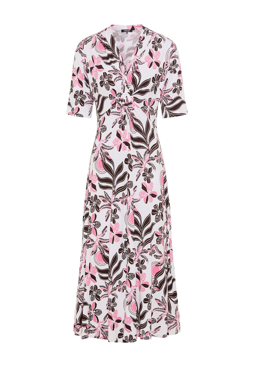 Floral bedrucktes Ring-Detail Midi