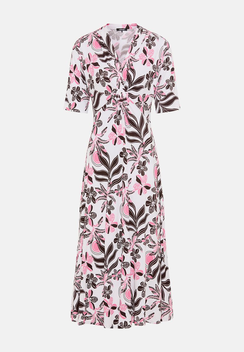 Floral bedrucktes Ring-Detail Midi