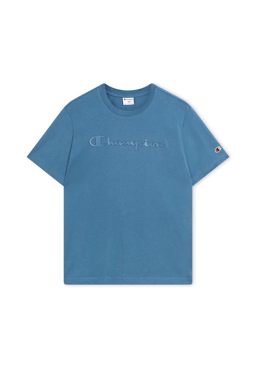 Baumwoll-T-Shirt mit Relief-Schriftzug