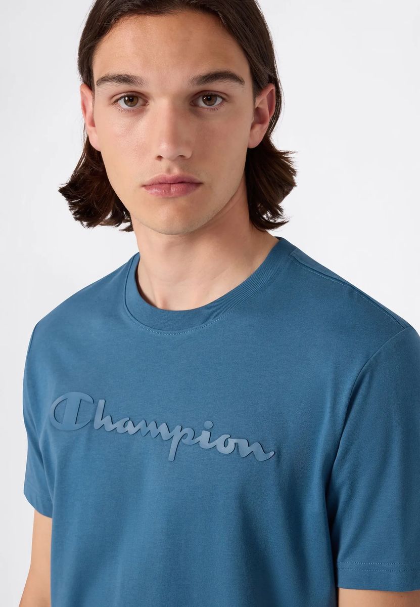Baumwoll-T-Shirt mit Relief-Schriftzug