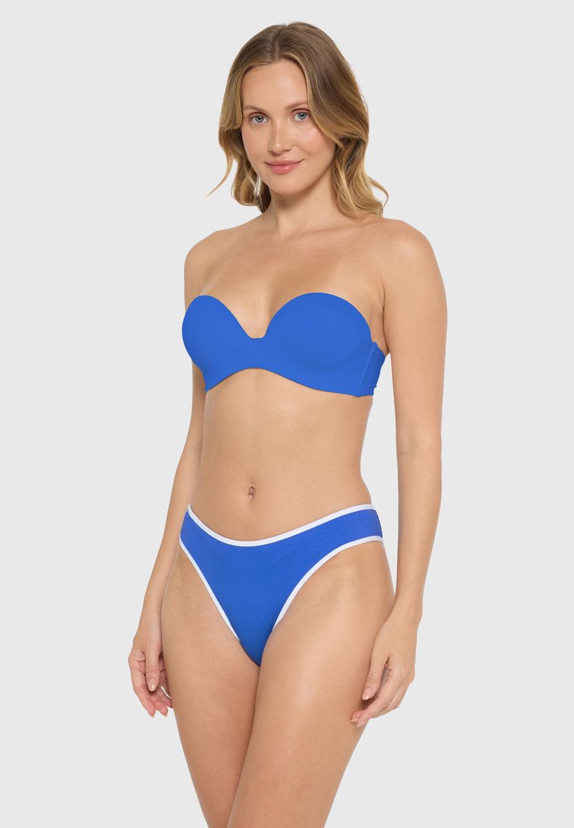Hoch geschnittene Bikini-Hose mit Kontrastrand